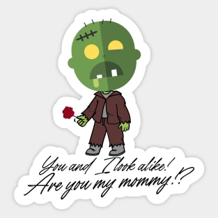 confusing green zombie with text. Sticker